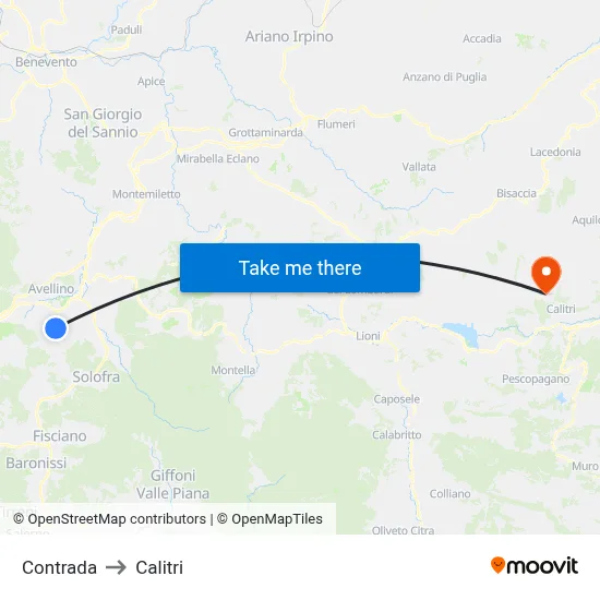 Contrada to Calitri map