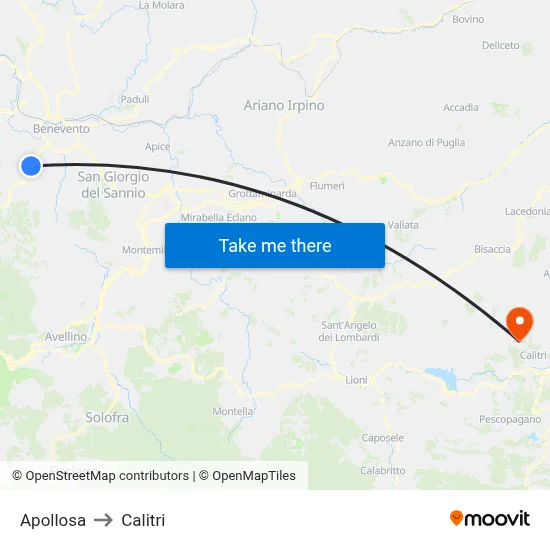 Apollosa to Calitri map
