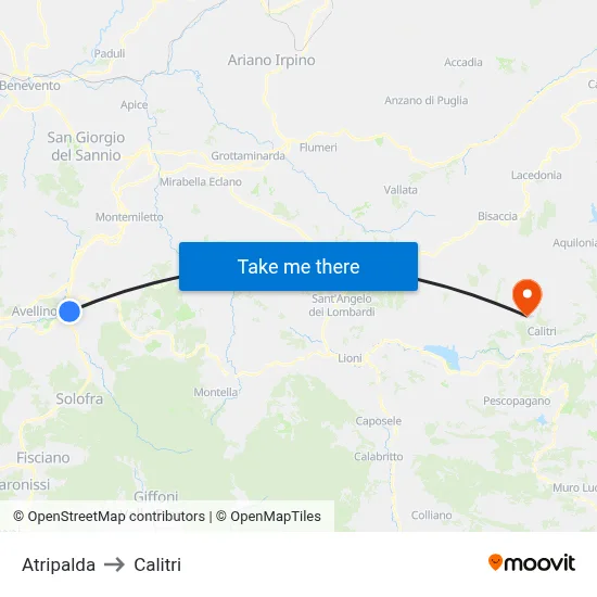 Atripalda to Calitri map