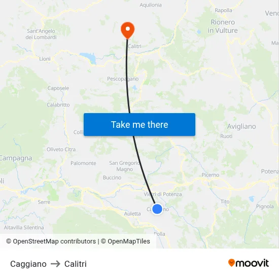 Caggiano to Calitri map