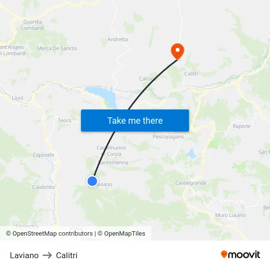 Laviano to Calitri map