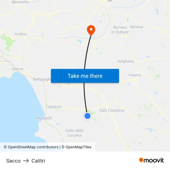 Sacco to Calitri map