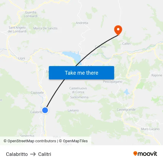 Calabritto to Calitri map