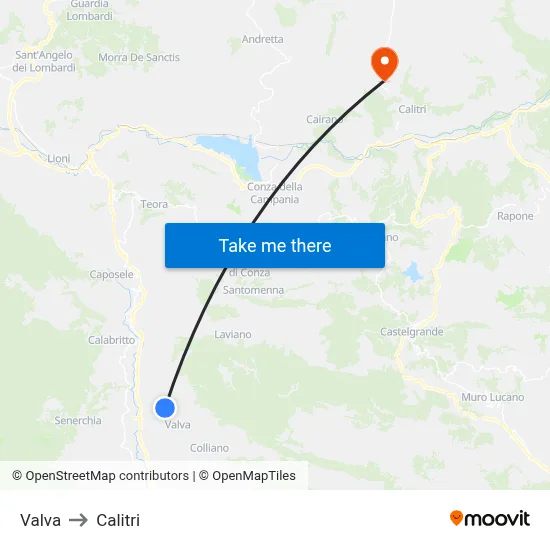 Valva to Calitri map