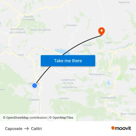 Caposele to Calitri map