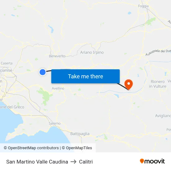 San Martino Valle Caudina to Calitri map