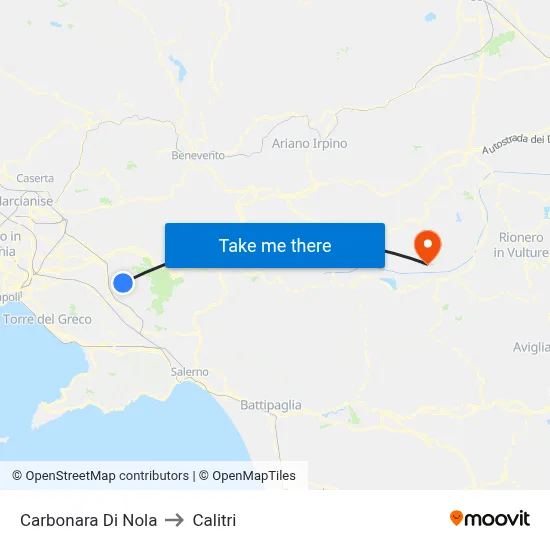 Carbonara Di Nola to Calitri map