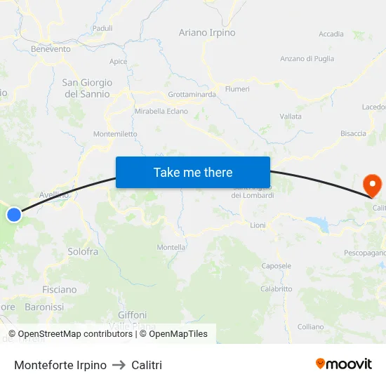 Monteforte Irpino to Calitri map