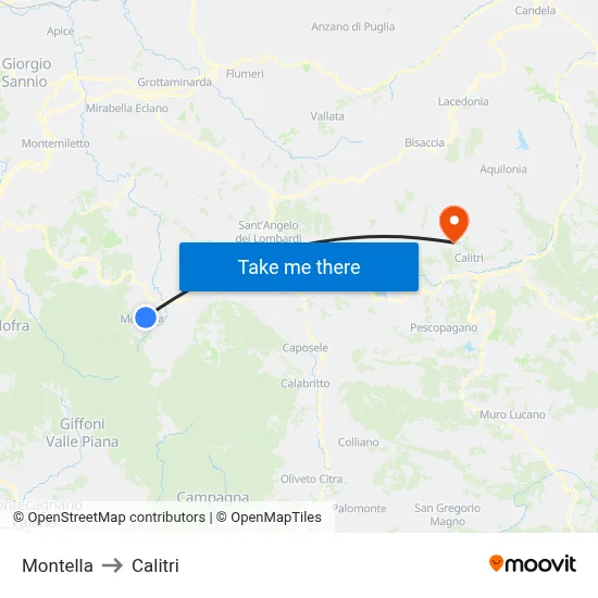 Montella to Calitri map