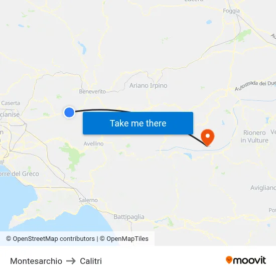 Montesarchio to Calitri map
