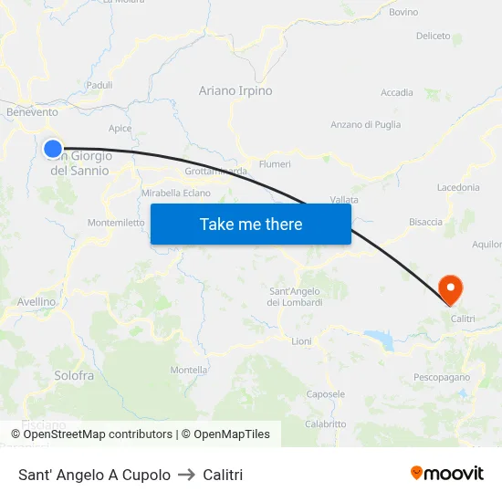 Sant' Angelo A Cupolo to Calitri map
