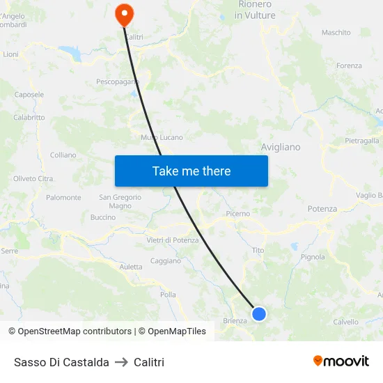 Sasso Di Castalda to Calitri map
