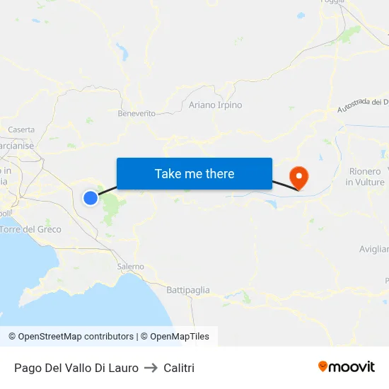Pago Del Vallo Di Lauro to Calitri map