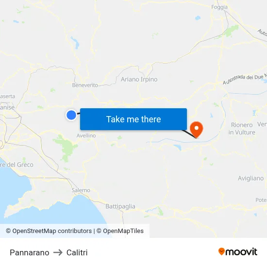 Pannarano to Calitri map