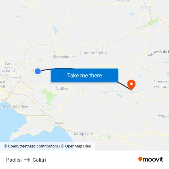 Paolisi to Calitri map