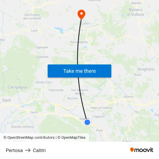 Pertosa to Calitri map