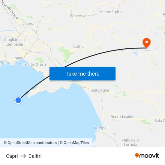 Capri to Calitri map