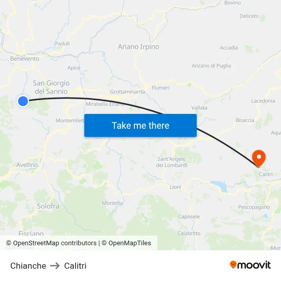 Chianche to Calitri map