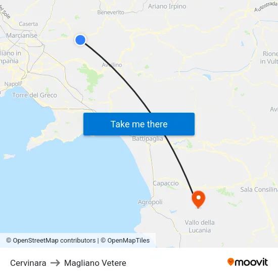 Cervinara to Magliano Vetere map