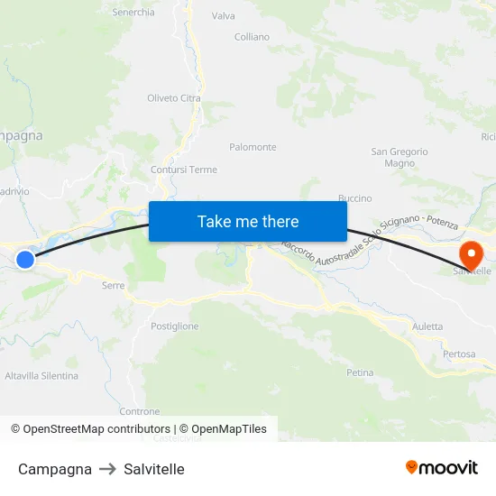 Campagna to Salvitelle map