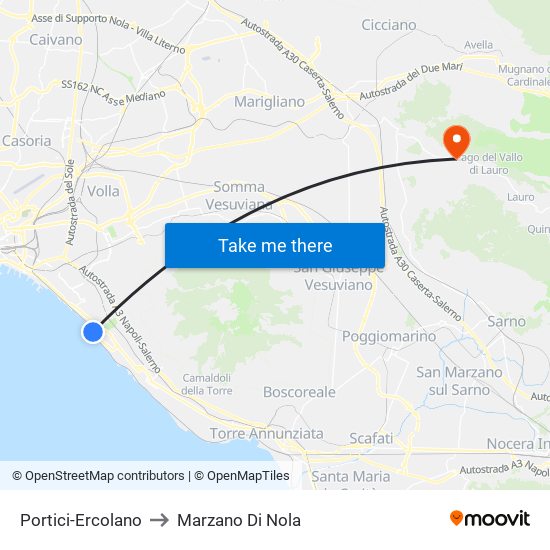 Portici-Ercolano to Marzano Di Nola map