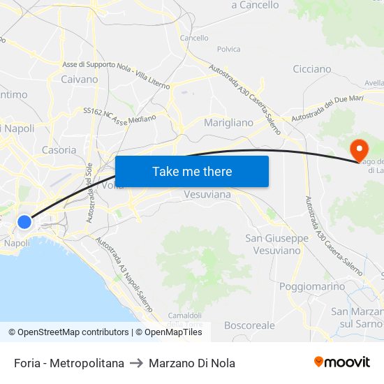 Foria - Metropolitana to Marzano Di Nola map