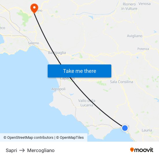 Sapri to Mercogliano map