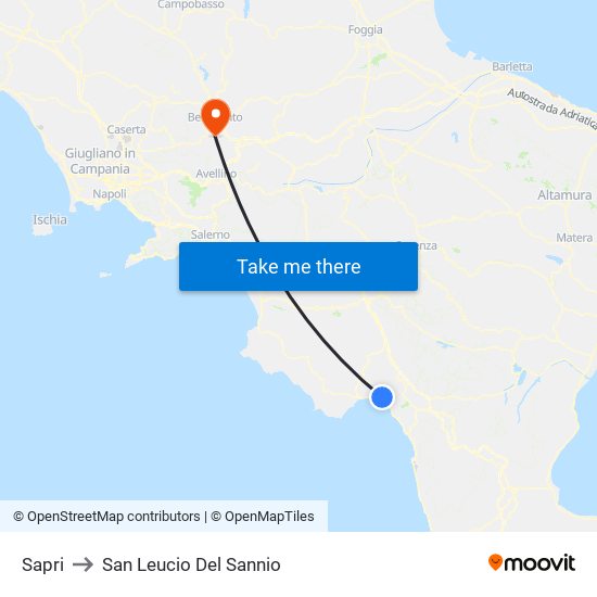 Sapri to San Leucio Del Sannio map