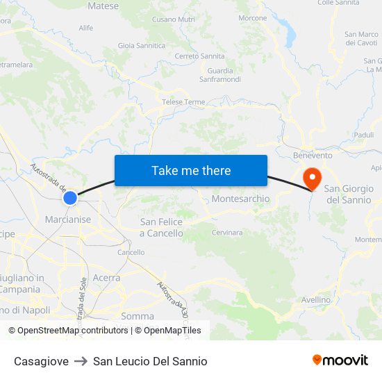 Casagiove to San Leucio Del Sannio map
