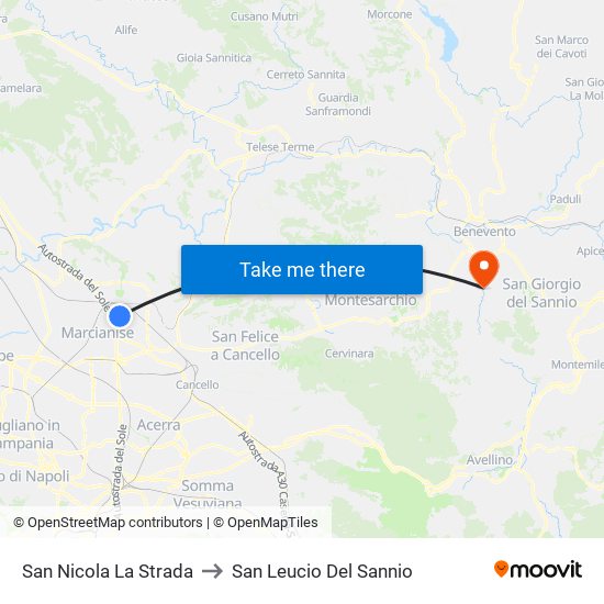San Nicola La Strada to San Leucio Del Sannio map