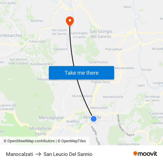 Manocalzati to San Leucio Del Sannio map