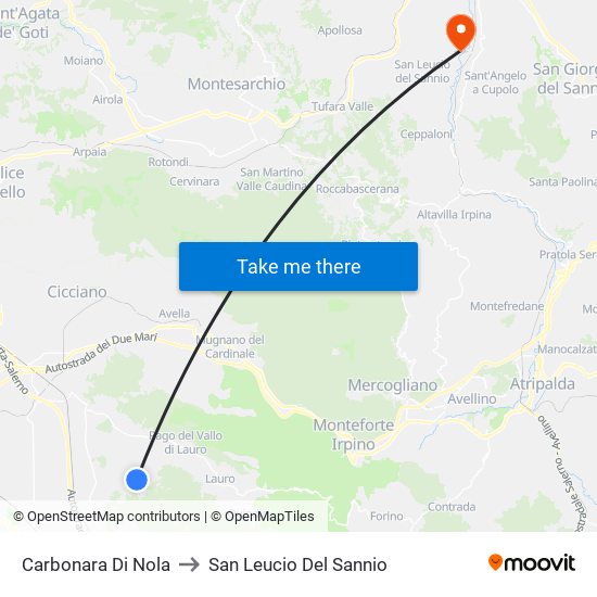 Carbonara Di Nola to San Leucio Del Sannio map