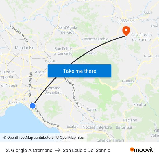 S. Giorgio A Cremano to San Leucio Del Sannio map