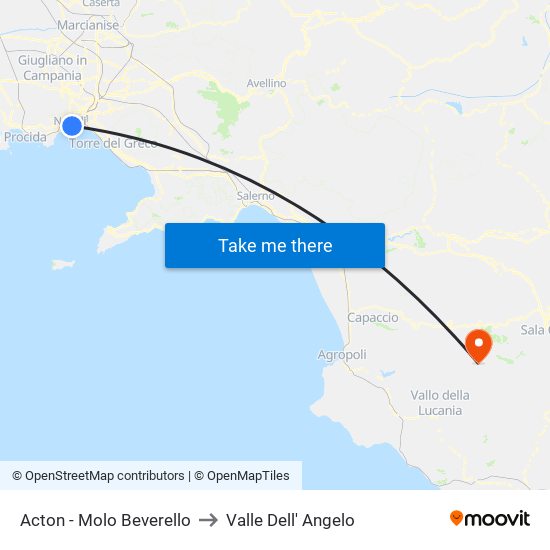 Acton - Molo Beverello to Valle Dell' Angelo map