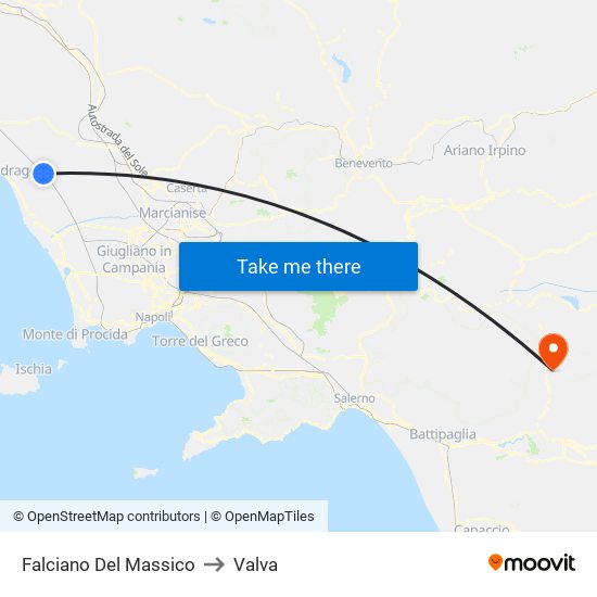 Falciano Del Massico to Valva map