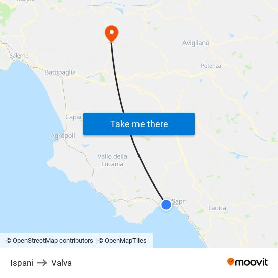 Ispani to Valva map