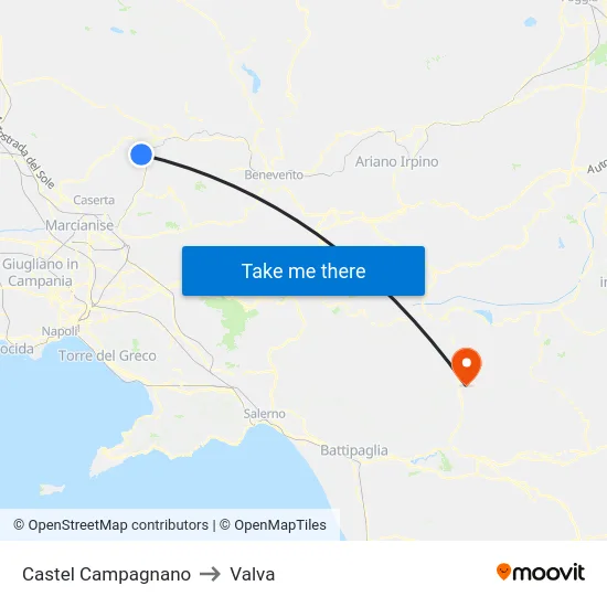 Castel Campagnano to Valva map