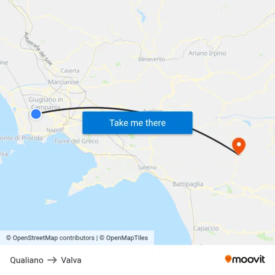 Qualiano to Valva map