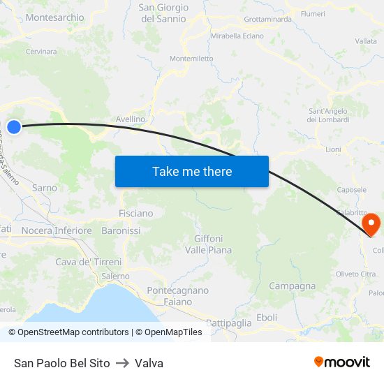 San Paolo Bel Sito to Valva map