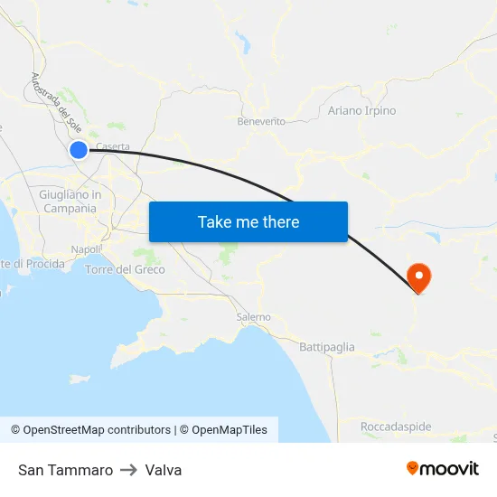 San Tammaro to Valva map