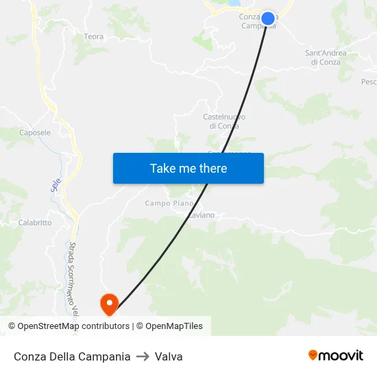 Conza Della Campania to Valva map