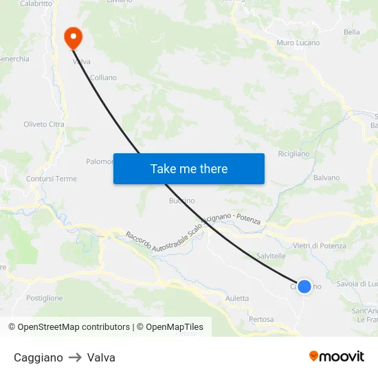 Caggiano to Valva map