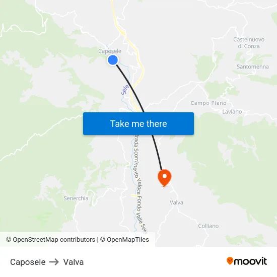 Caposele to Valva map