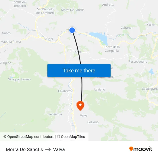 Morra De Sanctis to Valva map