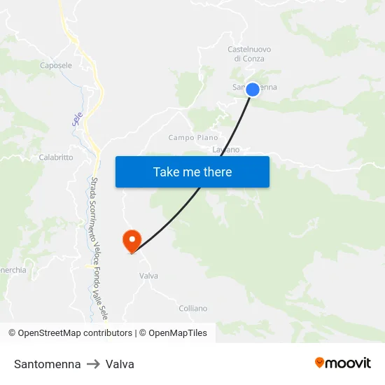 Santomenna to Valva map