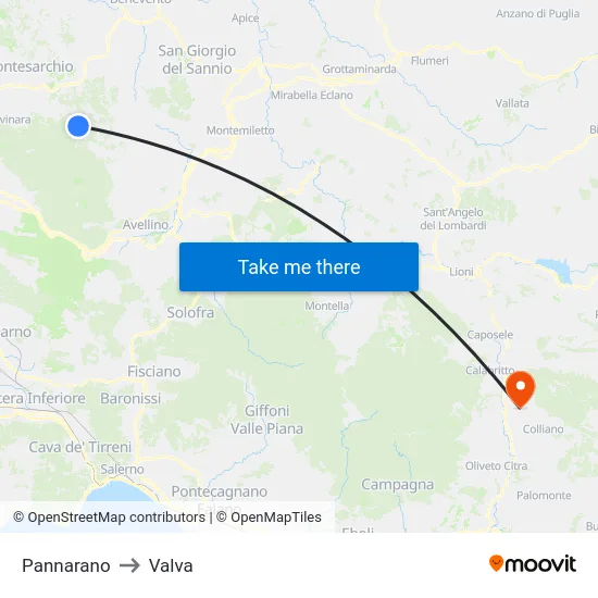 Pannarano to Valva map