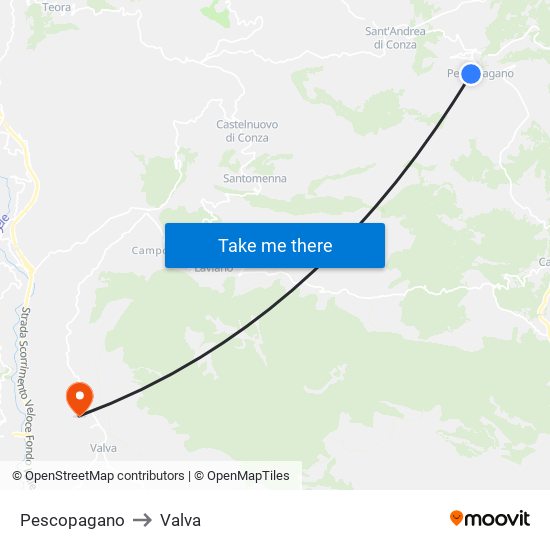 Pescopagano to Valva map