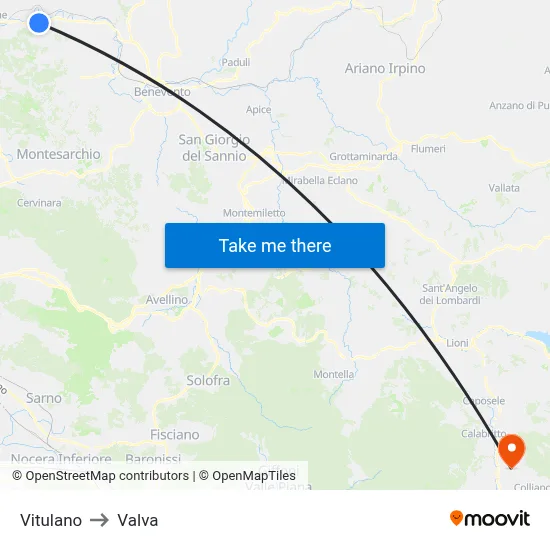 Vitulano to Valva map