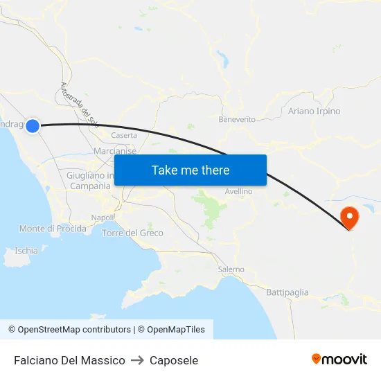 Falciano Del Massico to Caposele map