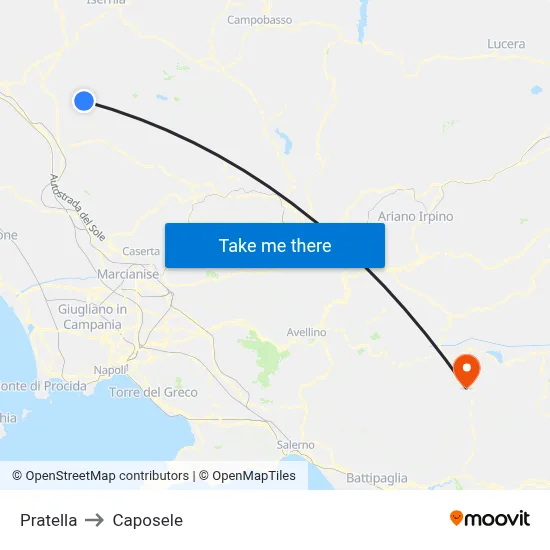 Pratella to Caposele map